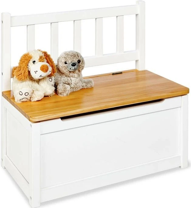 Pinolino Banc Coffre Enfant Pin Massif Laqué Blanc Et Clair Fenna