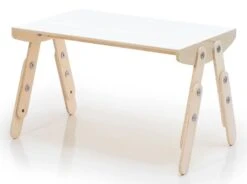 Bureau Enfant Réglable Laqué Blanc Et Bois Clair Milky