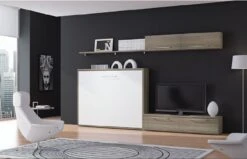 Ensemble Lit Escamotable 80x190 Cm Et Meubles De Salon Optima