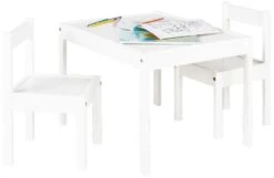 Pinolino Ensemble Table Et Chaises Enfant 3 Pièces Pin Massif Et Laqué Blanc Sina
