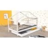 Lit Cabane Enfant Avec Tiroir - Bois Pin Massif - Blanc - Sommier Inlcus - 90x190cm