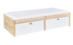 Lit à Tiroirs Pin Massif Clair Et Blanc Wonda 90x200 Cm