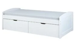 Lit Banquette 2 Tiroirs Pin Massif Vernis Blanc Linan 90x200 Cm