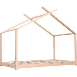 Lit Cabane 90x190 Cm Bois Massif Clair Toli