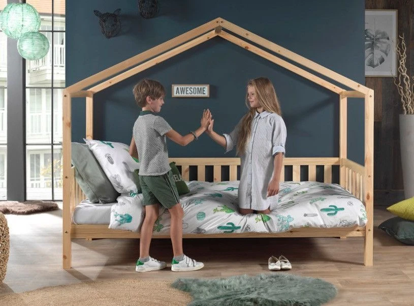 Lit Cabane 90x200 Cm Et Sommier Pin Massif Clair Bali – Image 3