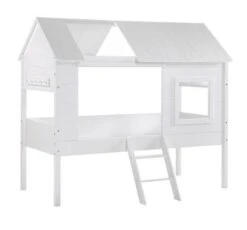Lit Cabane 90x200 Cm Pin Massif Blanc Charlotte