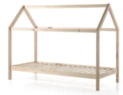 Lit Cabane 90x200 Cm Et Sommier Pin Massif Clair Kali