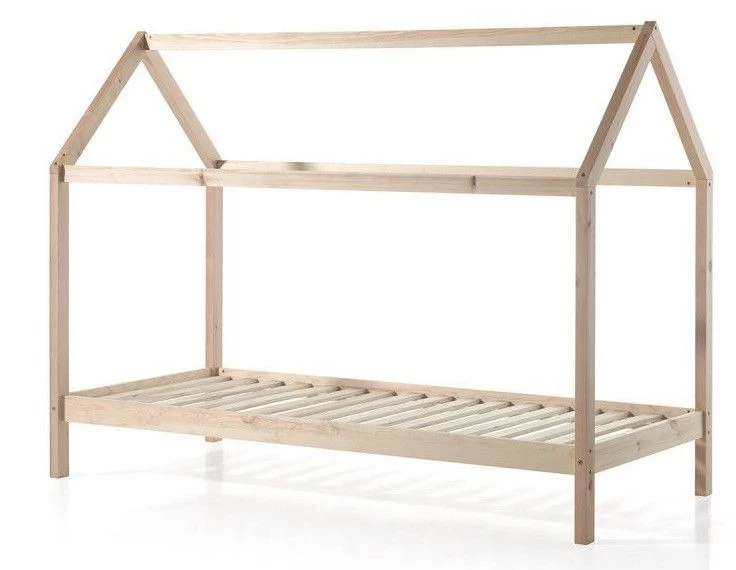 Lit Cabane 90x200 Cm Et Sommier Pin Massif Clair Kali