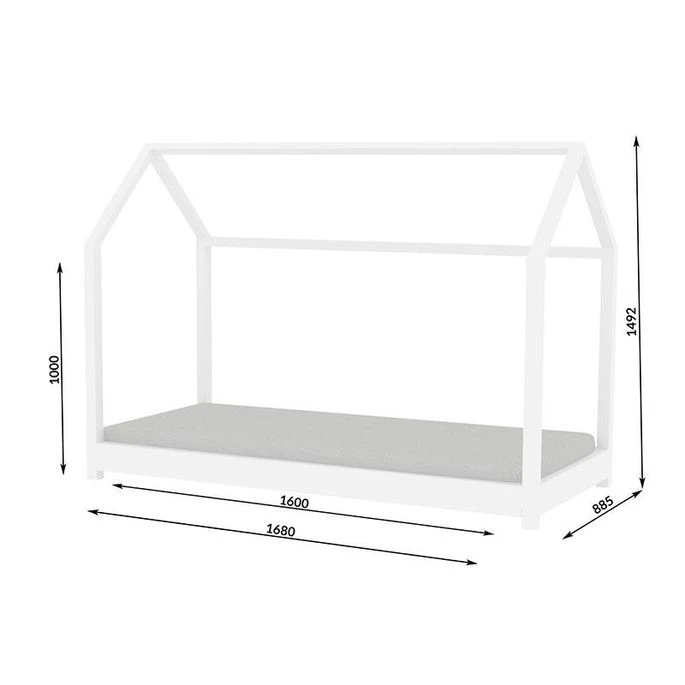 Lit Cabane Blanc 90x200 Cm Avec Sommier En Bois – Image 4