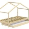 Lit Cabane Enfant Avec Tiroir En Bois Pin Massif Naturel Sammy 90x190cm