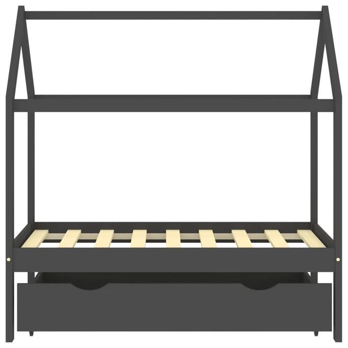 Lit Cabane Enfant Avec Un Tiroir Gris Foncé Pin 70x140 Cm – Image 3