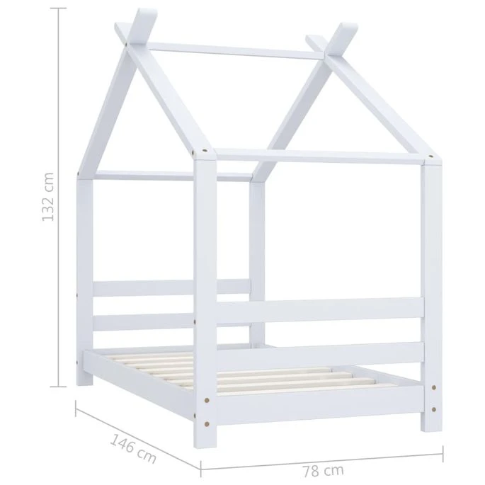 Lit Cabane Enfant Blanc Bois De Pin Massif 70x140 Cm 2 – Image 7