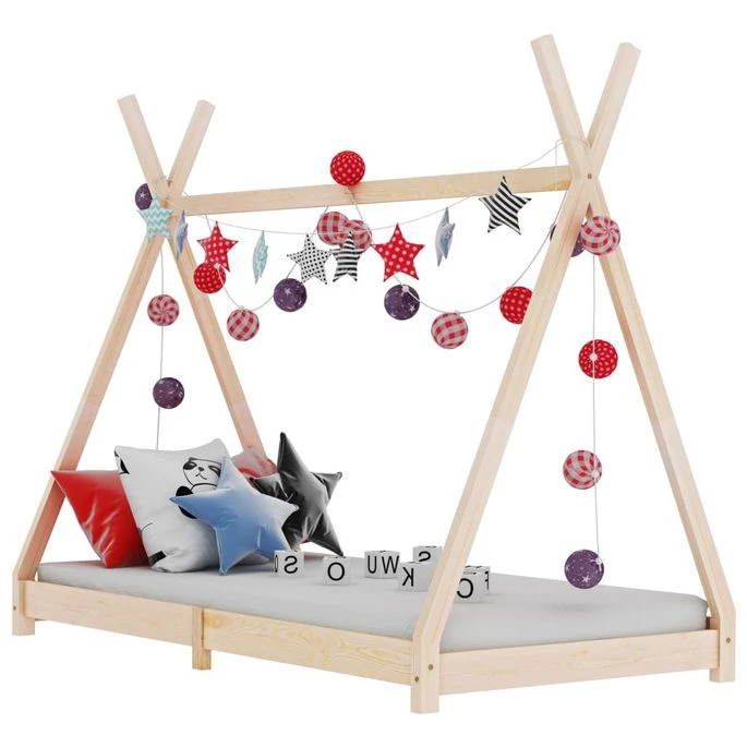 Lit Cabane Enfant Bois De Pin Massif 70x140 Cm