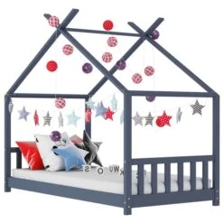 Lit Cabane Pin Massif Gris Dorma 90x200 Cm