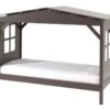 Lit Cabane Pin Massif Taupe Pinie 90x200 Cm
