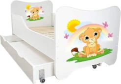 Lit Enfant à Tiroir Et Matelas 70x140 Cm Le Roi Lion