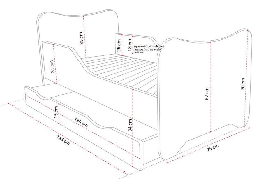 Lit Enfant à Tiroir Et Matelas 70x140 Cm Litttle Kitty – Image 4