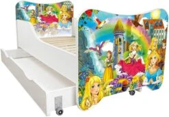 Lit Enfant à Tiroir Et Matelas 70x140 Cm Princesse