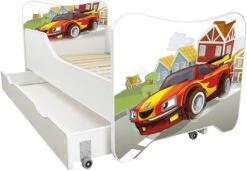 Lit Enfant à Tiroir Et Matelas 70x140 Cm Racing Car