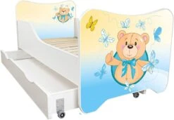 Lit Enfant à Tiroir Et Matelas 70x140 Cm Teddu Bear