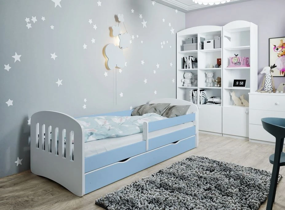 Lit Enfant Avec Barrière De Sécurité Amovible Bleu Klaky – Image 2