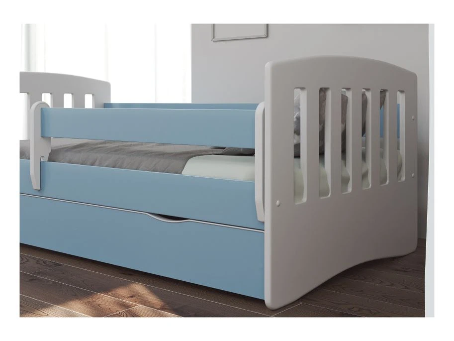Lit Enfant Avec Barrière De Sécurité Amovible Bleu Klaky – Image 3