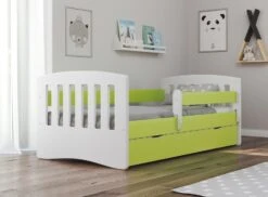 Lit Enfant Avec Barrière De Sécurité Amovible Vert Klaky