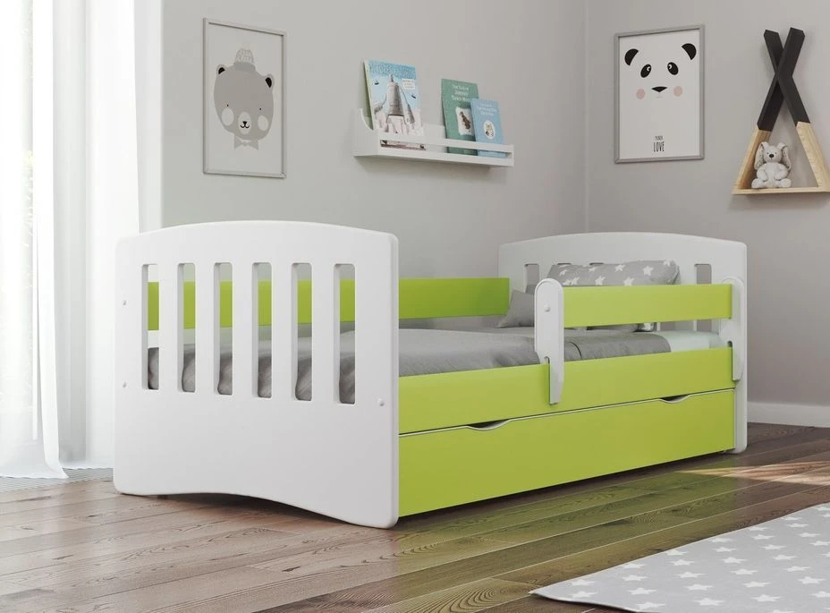 Lit Enfant Avec Barrière De Sécurité Amovible Vert Klaky
