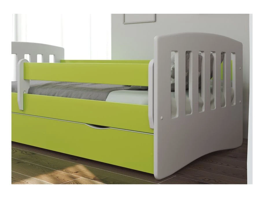 Lit Enfant Avec Barrière De Sécurité Amovible Vert Klaky – Image 2