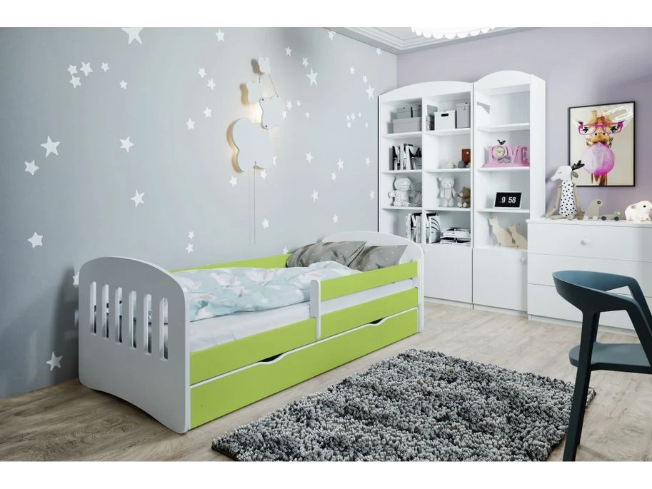 Lit Enfant Avec Barrière De Sécurité Amovible Vert Klaky – Image 3