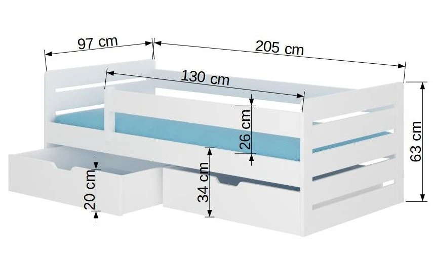 Lit Enfant Bois Pin Gris Graphite 90x200 Cm Avec 2 Tiroirs De Rangement Kiko – Image 4