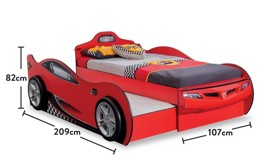 Lit Enfant Gigogne Voiture De Course Rouge Racing Kup 90x190 Cm – Image 4