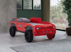 Lit Enfant Jeep Rouge Tout Terrain Avec Phares