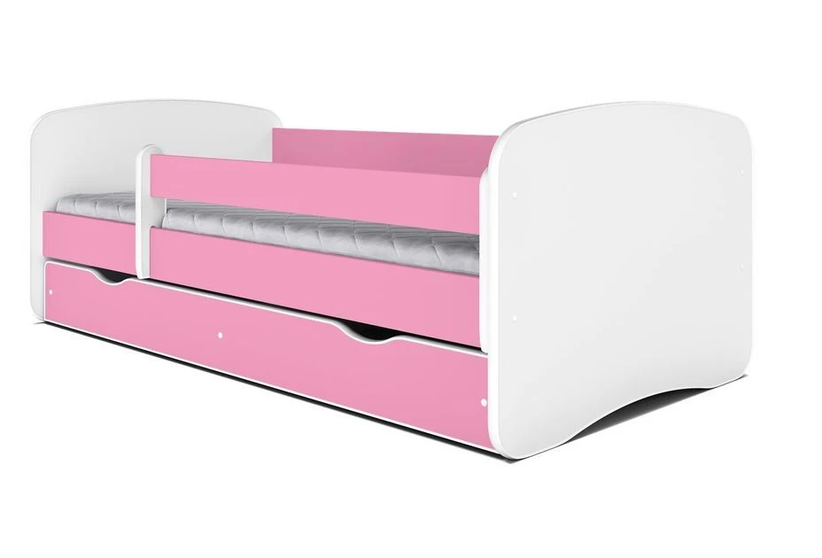 Lit Enfant Rose Avec Sommiers Et Barrière De Sécurité Amovible Drimy – Image 3