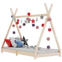 Lit Enfant Tente Bois Pin Massif Naturel Indiana 90x200 Cm