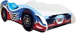 Lit Enfant Voiture F1 Bleu Et Rouge 70x140 Cm - Sommier Et Matelas Inclus