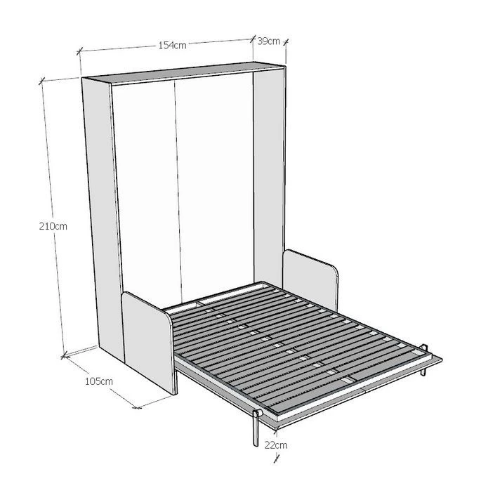 Lit Escamotable Vertical Avec Canapé Frêne Blanc Mat 140x190 Cm Kanto – Image 10