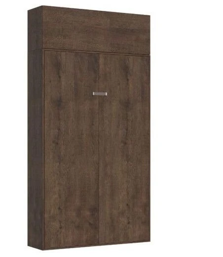 Lit Escamotable 120x190 Cm Avec 1 Meuble Haut Bois Noyer Kanto – Image 2
