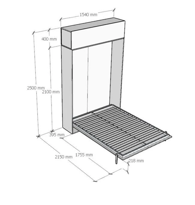 Lit Escamotable 140x190 Cm Avec 1 Meuble Haut Bois Blanc Kanto – Image 8