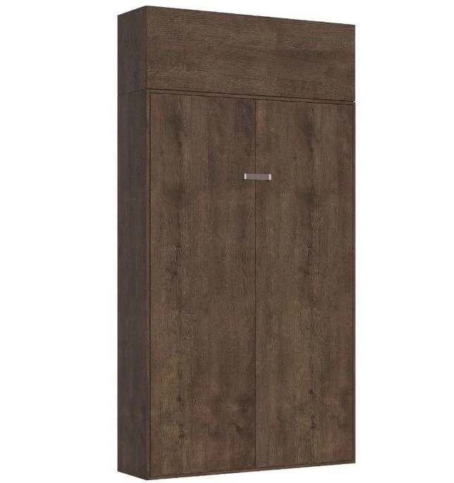 Lit Escamotable 140x190 Cm Avec 1 Meuble Haut Bois Noyer Kanto – Image 2