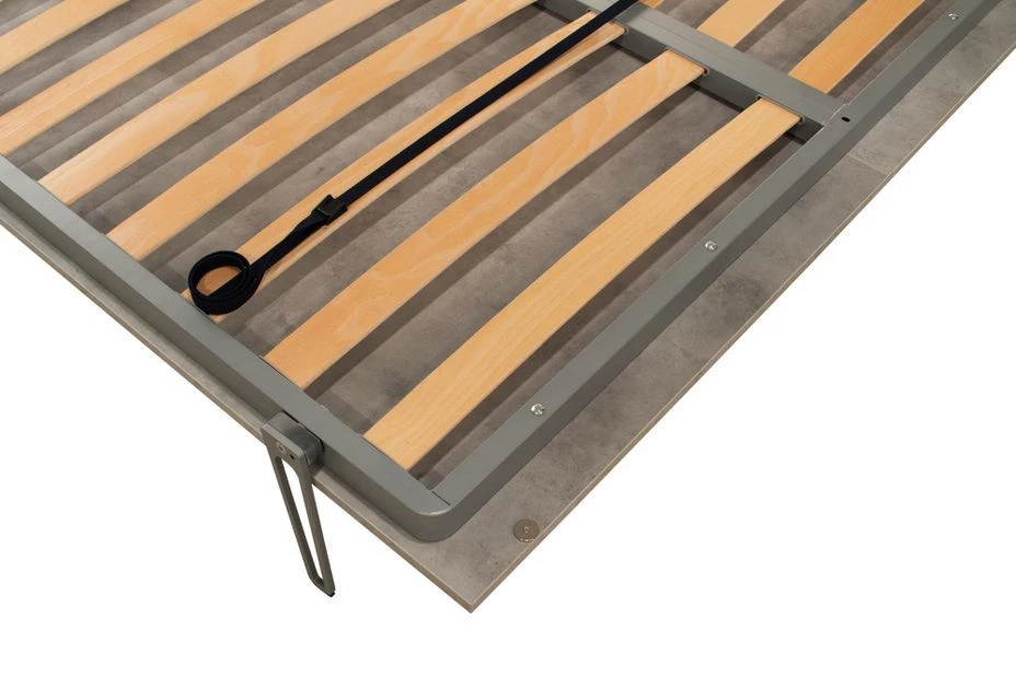 Lit Escamotable 140x190 Cm Avec 1 Meuble Haut Bois Noyer Kanto – Image 3