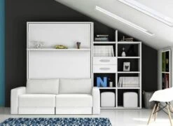 Lit Escamotable 140x190 Cm Avec Canapé Et étagère Modula