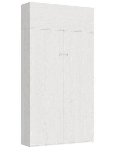 Lit Escamotable 160x190 Cm Avec 1 Meuble Haut Bois Blanc Kanto – Image 5