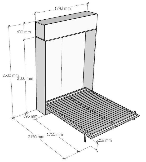 Lit Escamotable 160x190 Cm Avec 1 Meuble Haut Bois Blanc Kanto – Image 10