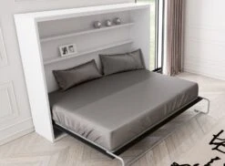 Lit Escamotable Horizontal 90x180 Cm Avec étagères Intérieures Rankar