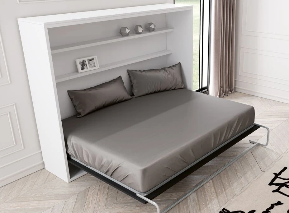 Lit Escamotable Horizontal 90x180 Cm Avec étagères Intérieures Rankar