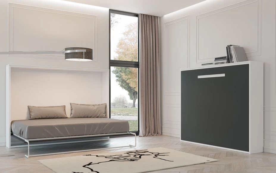 Lit Escamotable Horizontal 90x180 Cm Avec étagères Intérieures Rankar – Image 2