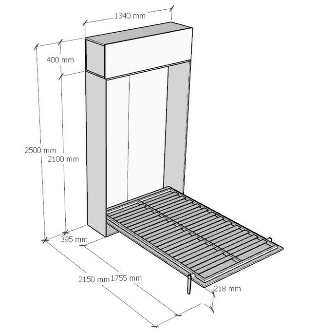 Lit Escamotable 120x190 Cm Avec 1 Meuble Haut Bois Blanc Kanto – Image 8