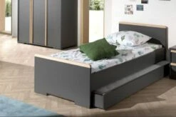 Lit Gigogne 90x200 Cm Bois HĂŞtre Gris Anthracite London