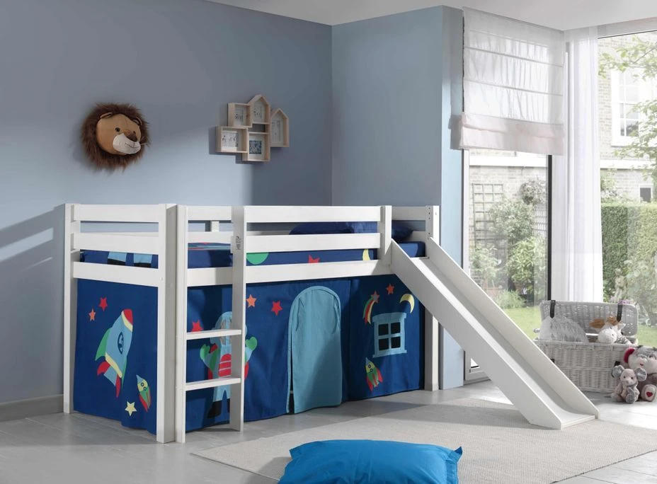 Lit Toboggan 90x200 Cm Avec Tente Astra Pin Massif Blanc Pino – Image 3